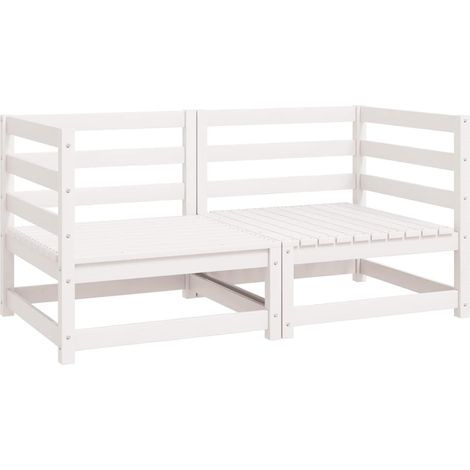 Maison Exclusive - Sofás de esquina de jardín 2 uds blanco madera (1/5)