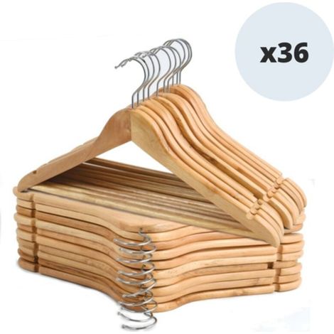 Lot de 36 cintres en bois à Tête en métal chromé pivotante MSV