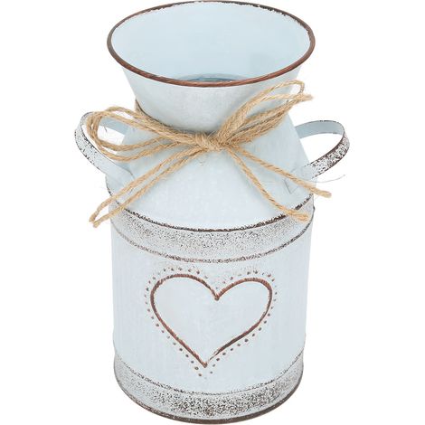 Vase unique en forme de cœur et orné de cordes, en fer galvanisé, pour l'intérieur et l'extérieur, à la maison ou au bureau.