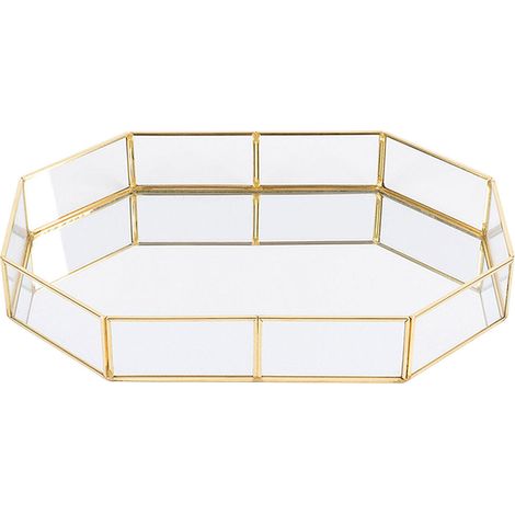 Geometrisches Aufbewahrungstablett – Goldfarbener Metallrahmen und Klarglas – 3 Größen (S/M/L) (1/5)
