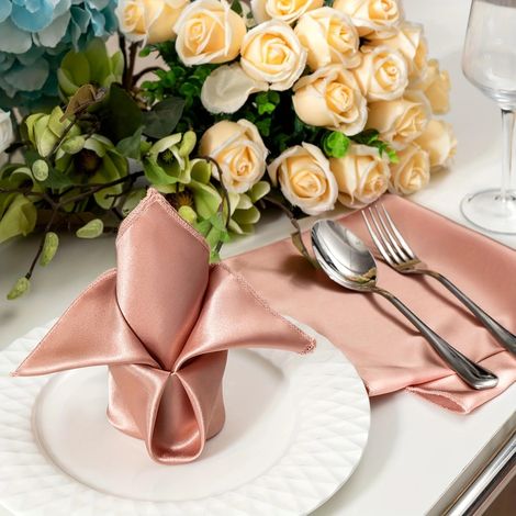 20er-Set Satin-Tischservietten in Roségold, 43x43 cm – Luxuriöse Dekoration für Hochzeit und Hotel-lsw