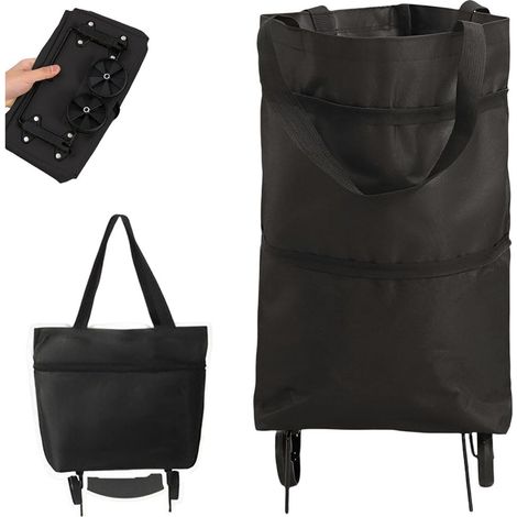 Les sacs à provisions, légère Panier pliable, boîtier de Pédalier intégré, Poulie, Oxford Stoffmaterial, noir (1/5)
