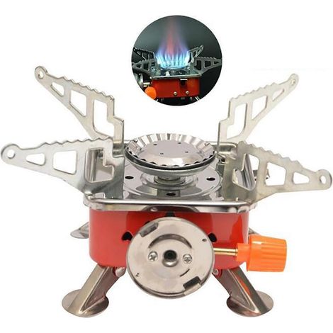 Mini réchaud à gaz de camping portable et pliable, brûleur à butane, réchaud de voyage/de pique-nique, accessoires pour réchaud (1/5)