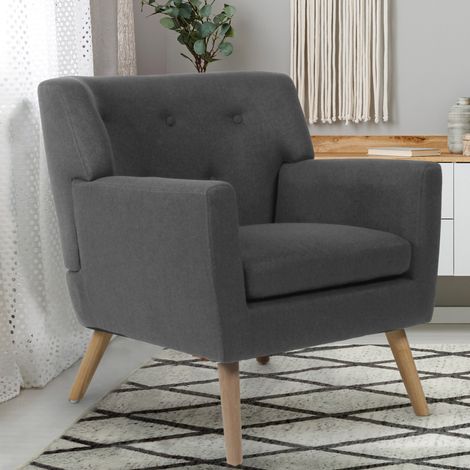 Sillón escandinavo LIV en tejido gris antracita