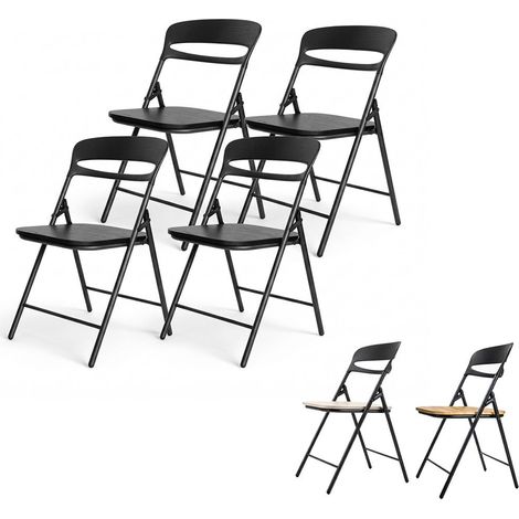 Silla Plegable Florencia Negra  Asiento Negro/Blanco/Madera   Estilo Italiano  Estructura de Metalica  Hogar, Oficina