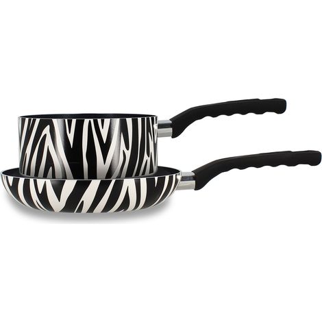 Set 1 poêle 24cm et 1 casserole 18cm en aluminium, ZEBRE