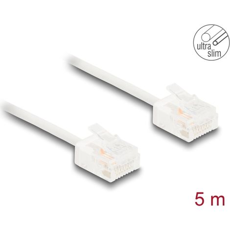 Delock Cable de red RJ45 Cat.6 UTP Ultra Slim 5 m blanco con enchufes cortos
