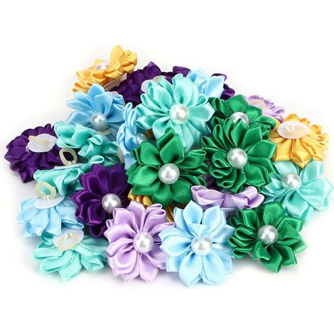 Lot de 30 fleur poil nœud toilettage accessoires pour animal de compagnie chat moyen petit chien multicolore - pour chiot et chaton (1/5)