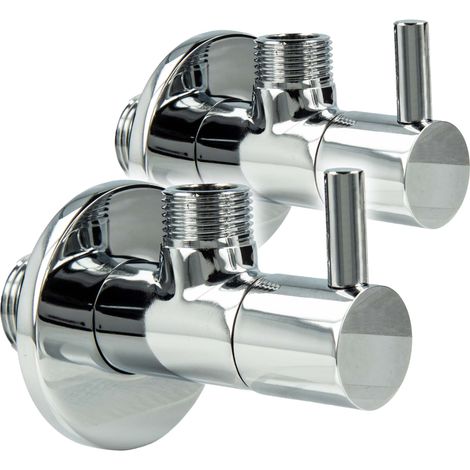 tecuro DESIGN Eckventil ROUND (Doppelpack) - 1/2 Zoll - Messing verchromt