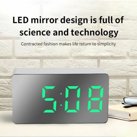 Mini horloge miroir LED-boîte de couleur verte (1/4)