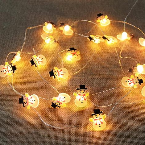 2 Stück lichterkette schneemann, 2m 20 led weihnachtsdeko innen Lichtervorhang außen, Warmweiß, batterie für Party, Weihnachten, Balkon (1/5)