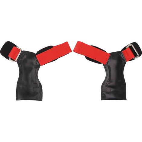 Sangles de tirage en caoutchouc antidérapantes pour haltérophilie, poignets renforcés, durables pour soulevé de terre, fitness, gymnastique - Paire rouge (1/5)
