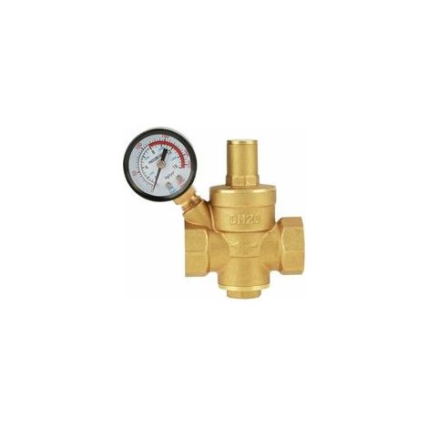 Dn20 Vanne De Réduction De Pression D'Eau Réglable En Laiton Avec Manomètre Compteur De Pression, Réducteur Réglable De Pression D'Eau En Laiton (Dn20) (1/5)