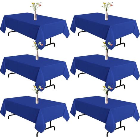 Lot de 6 nappes rectangulaires bleues 153x260cm Polyester Facile d'entretien & hydrofuge