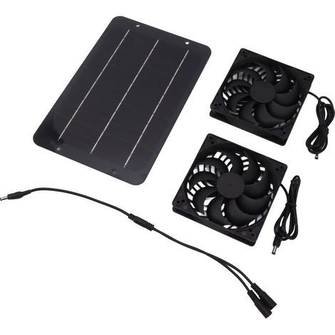 Ventilateur Solaire - Kit De 2 Unites 10 W - Pour Poulailler Serre Niche Chien - Etanche Abs - Avec Filet De Protection (1/5)