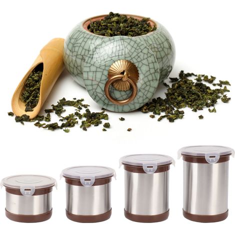 Bocaux de conservation hermétiques en acier inoxydable pour le café, les bonbons, le thé, les fruits secs, le lait en poudre et autres produits alimentaires. (1/5)