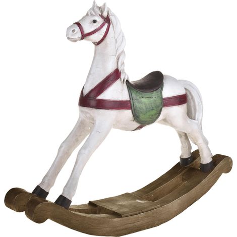 Cavallo a dondolo natalizio bianco, decorazione da interno, 57 cm (1/4)