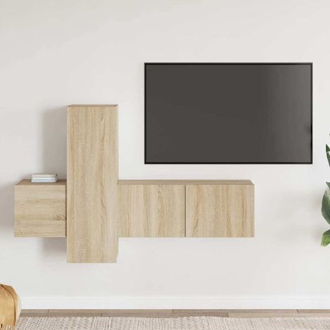 vidaXL Set de muebles salón TV 3 pzas madera ingeniería roble Sonoma (1/5)