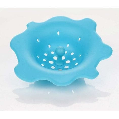 Zone Humide et sèche Drainage de Douche au Sol Silicone Drain de Sol Salle de Bain Drain de Sol Cheveux Filtre à Cheveux Drain d'égout Couvercle de vidange d'évier Bleu (1/5)