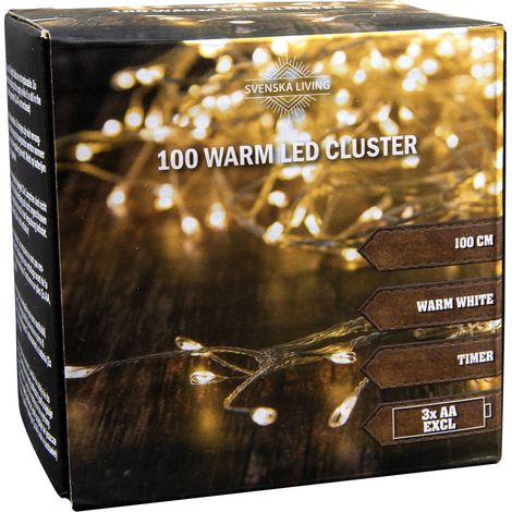 LED Büschel Lichterkette - 100 cm - Cluster Silber Leuchtdraht mit Timer - Weihnachts Winter Deko