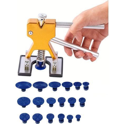 Kit de reparación de abolladuras sin pintura para carrocerías de automóviles, herramientas para reparar daños por granizo (tamaño: con 18 ventosas) (1/5)