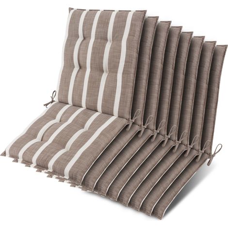 8x Niederlehner Sun-NL Auflage 105x50x8cm Beige-Weiß-Gestreift