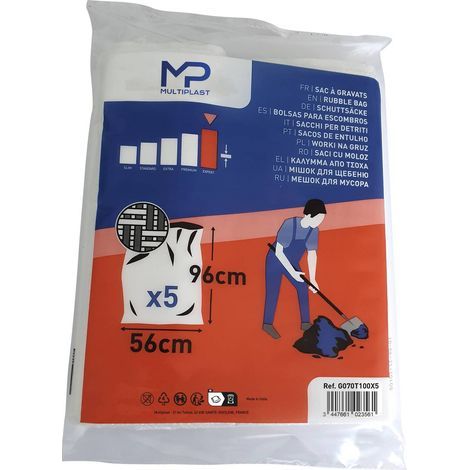 MULTIPLAST Rubble Bags MULTIPLAST H.96 x W.56 cm x Th.130 µm White (1/2)