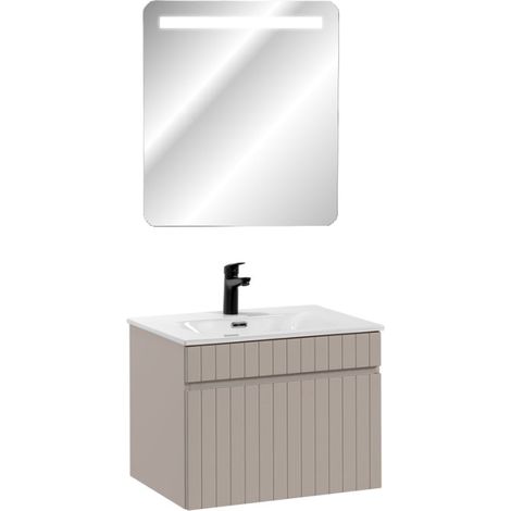 Meuble vasque à encastrer + miroir LED - 80 cm - Emblematic Cashmere - Livraison gratuite (1/5)