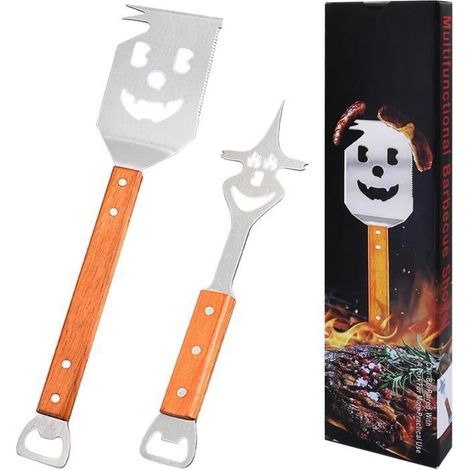 2 Pcs Spatule De Barbecue d'Extérieur 7 en 1, Accessoires De Barbecue Multifonctions, Ustensiles Barbecue Multifonctionnels,A,B (1/5)
