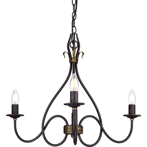 Elstead Windermere - Lustre à 3 bras multiples rouille, finition dorée - abat-jour non inclus, E14
