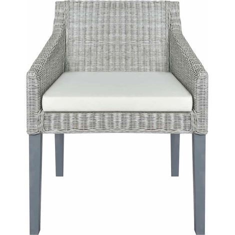 Maison Exclusive - Sedia da Pranzo con Cuscino Grigio in Rattan Naturale (1/5)