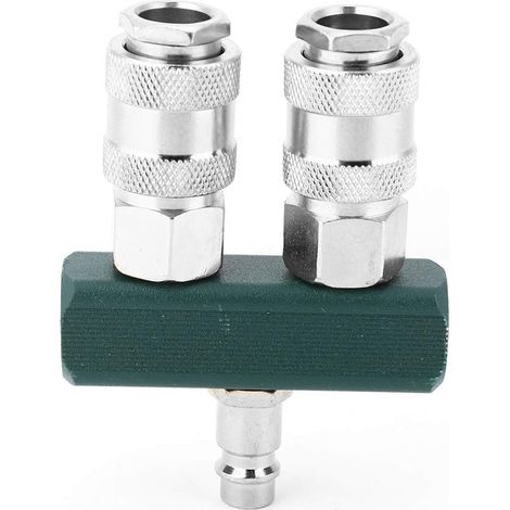 Raccord Rapide Américain de 1/4 Pouces, Compresseur D'air Droit à 2 Voies avec Vanne Réglable, pour Outils Pneumatiques et Systèmes - (1/5)