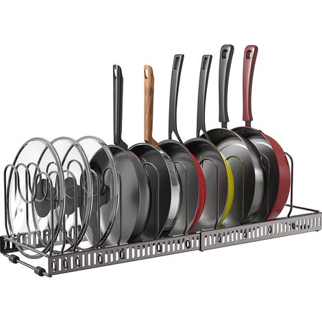 Organizador de ollas de tamaño ajustable con separadores en forma de U, color bronce. (1/2)