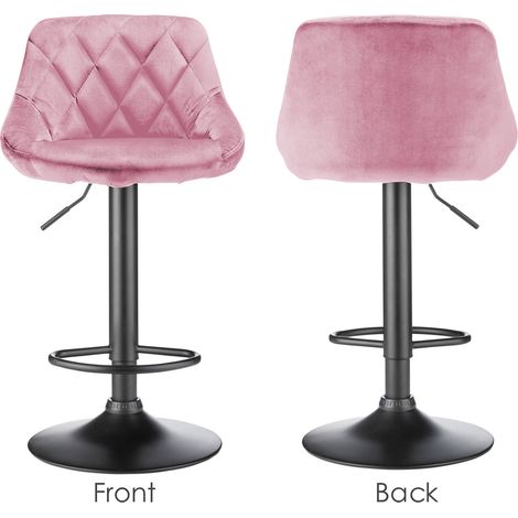 2x Sgabello da Bar ,sgabello in flanella Moderno Sedia Cucina,con Schienale Poggiapiedi Senza Braccioli Altezza Regolabile Girevole rosa (1/5)