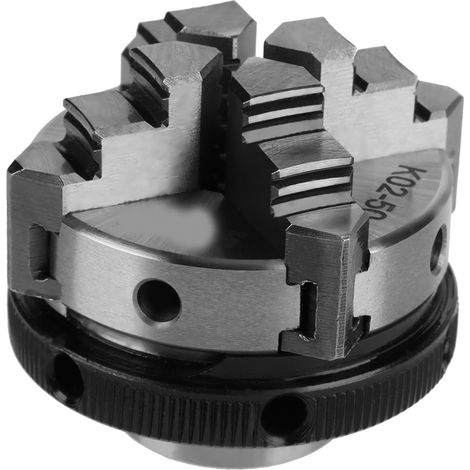 Mandrin de tour manuel K02-50 50mm à 4 mors réversibles autocentrants filetage M14 pour montage sur tour (1/5)