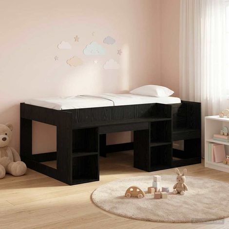 vidaXL Cadre de lit pour enfants avec rangement Chêne noir 80 x 160 cm (1/5)