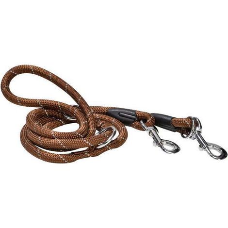 Guinzaglio tubolare marrone da addestramento 3 posizioni modello Walk per cani