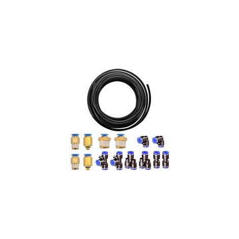 Schwarzes Polyurethan-Luftschlauch-Set, 5 m PU-Luftschlauch, 6 mm Außendurchmesser x 4 mm Innendurchmesser mit 14 Anschlussstücken (1/5)