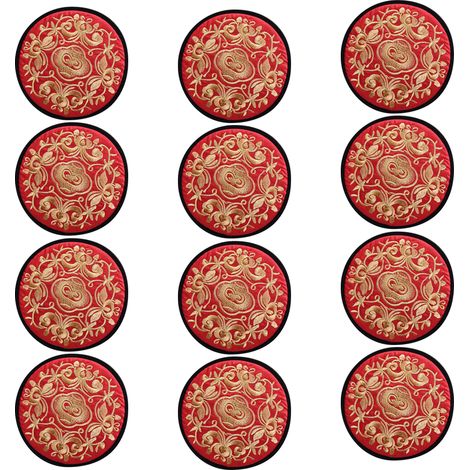 Sous-Verre - Tissu Épais avec Doublure Textile - Motif Floral Ethnique Rétro - Pour Tasses et Coupes - Lot de 6 (1/5)