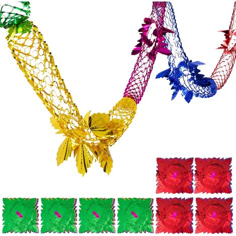 8PCS Décorations à Suspendre Guirlandes de Noël Tinsel Multicolore Scintillantes pour Plafond, Mural, Porte et Fenêtres - Nouvel An