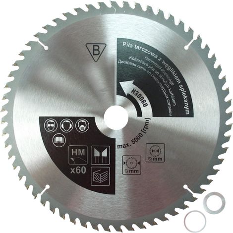 DEDRA H45060 LAME DE SCIE CIRCULAIRE EN ACIER AVEC BAGUE DE RÉDUCTION 30/25 MM ET 30/20 MM 450 X 60 X 30 MM (1/3)