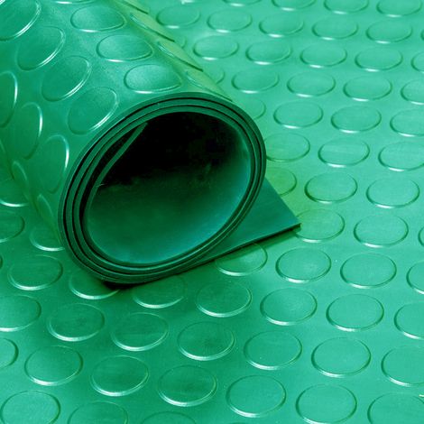Alfombra de caucho verde en rollo - tacos de 3 mm - 120 cm de ancho (1/2)