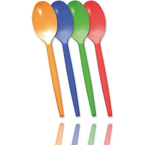 Set 24 Pièces Cuillères En Plastique Colorées Anniversaires Fêtes