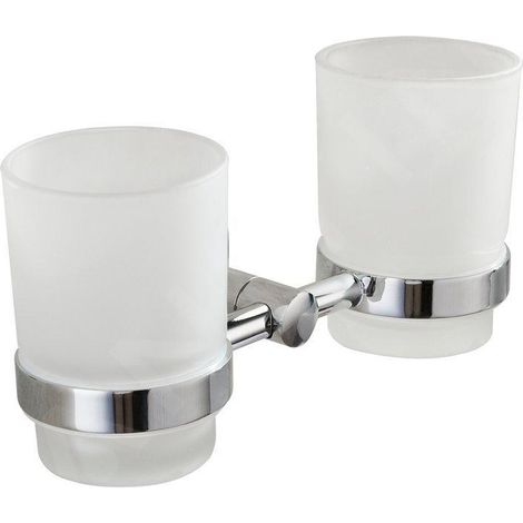 Porte-gobelet double SAMBA, verre dépoli, chrome (1/2)