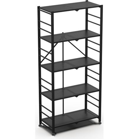 Regale Klein, 5 Böden, Tragkraft 40 kg, 71x38x156h cm Schwarz