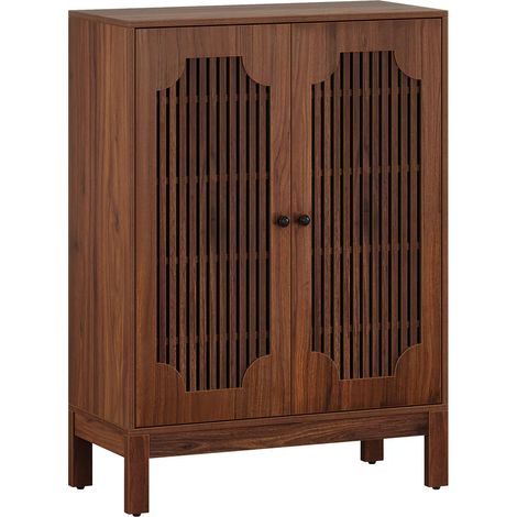 Zapatero de madera MDF con 4 estantes ajustables acabado nogal marrón rústico HOMVRA (1/5)