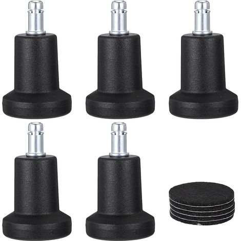Lot de 5 patins chaise antidérapants en plastique noir et métal
