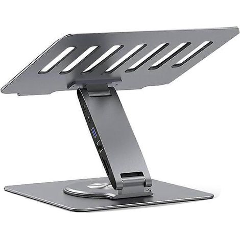 Support pour ordinateur portable 11 en 1 réglable avec station d'accueil, rehausseur en aluminium avec hub USB pour MacBook Pro Air/Dell (1/5)