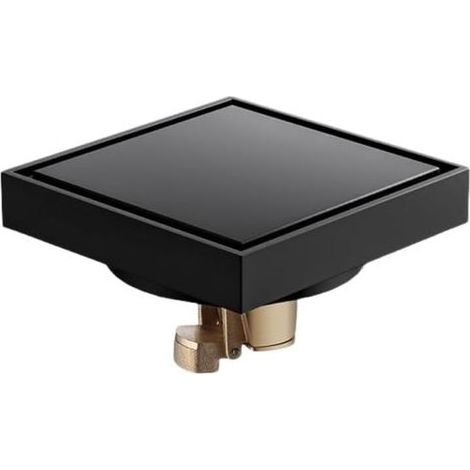 Siphon de sol invisible avec clapet anti-retour carrelé pour salle de bain et douche, anti-refoulement et anti-odeurs, noir. (1/5)
