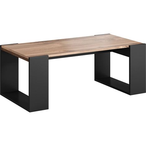 Table basse Specchia, avec grande étagère, surélevée du sol, 46x120 h55 cm, nœuds de chêne et anthracite (1/3)